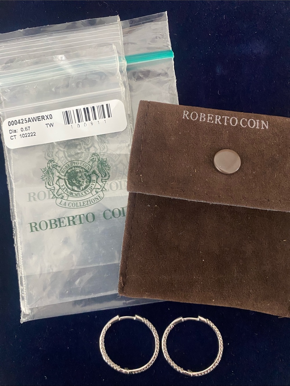 Robert Coin Inside Out Diamond Hoop Earrings